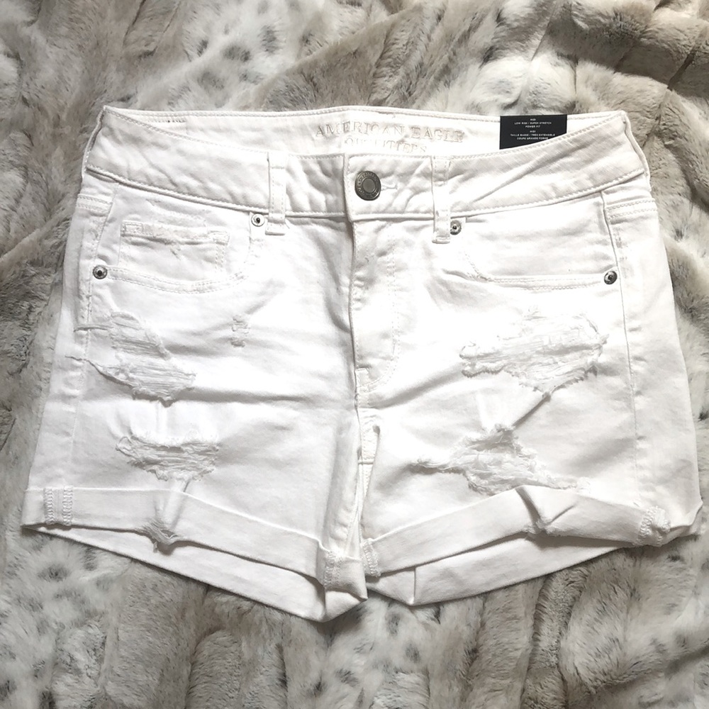 American Eagle White Midi Shorts